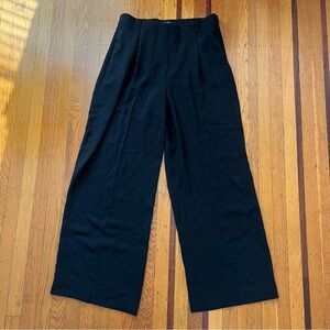 J. Crew Wide Leg Pleated Pant Matte Crepe H2815 black trouser 14 EUC high waist